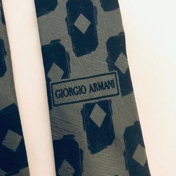 #1593 Giorgio Armani Cravatte silk khaki necktie - Picture 2 of 5